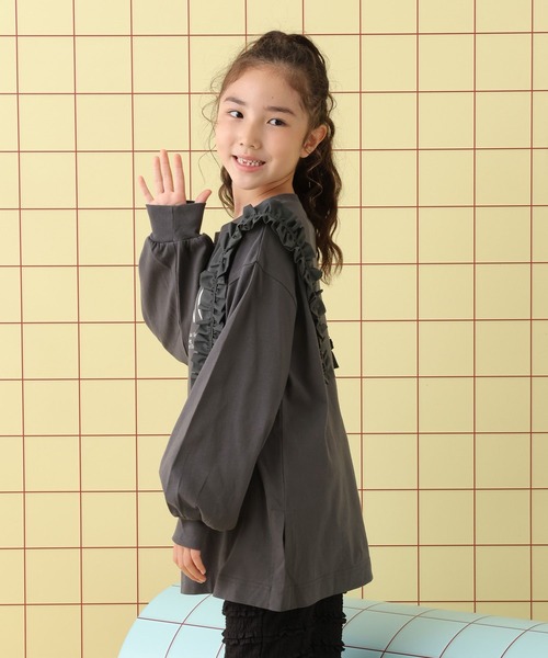 LEPSIM（レプシィム）の「【KIDS】リメイクフリル長袖ワンピース　591000（Tシャツ/カットソー・キッズ・ブラウン/チャコールグレー・140/130/120）」の8枚目の写真