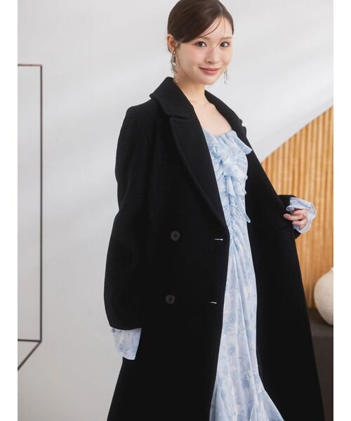 MERCURYDUO(マーキュリーデュオ)の「ウールチェスターコート(チェスターコート・レディース・ブラック/チャコールグレー/アイボリー/ベビーピンク/ラベンダー/ダークブラウン・LARGE/MEDIUM/SMALL)」の8枚目の写真