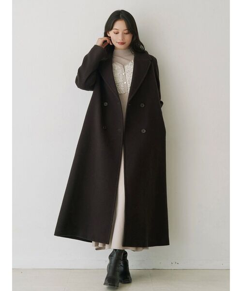 MERCURYDUO(マーキュリーデュオ)の「ウールチェスターコート(チェスターコート・レディース・ブラック/チャコールグレー/アイボリー/ベビーピンク/ラベンダー/ダークブラウン・LARGE/MEDIUM/SMALL)」の13枚目の写真