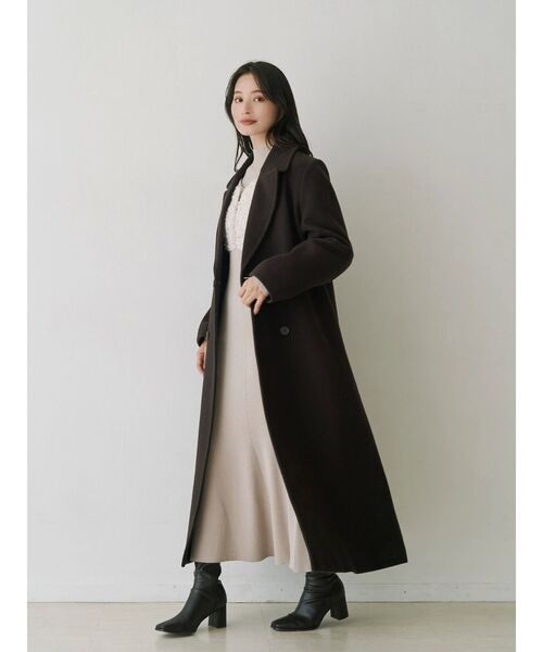 MERCURYDUO(マーキュリーデュオ)の「ウールチェスターコート(チェスターコート・レディース・ブラック/チャコールグレー/アイボリー/ベビーピンク/ラベンダー/ダークブラウン・LARGE/MEDIUM/SMALL)」の14枚目の写真