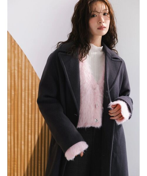 MERCURYDUO(マーキュリーデュオ)の「ウールチェスターコート(チェスターコート・レディース・ブラック/チャコールグレー/アイボリー/ベビーピンク/ラベンダー/ダークブラウン・LARGE/MEDIUM/SMALL)」の16枚目の写真