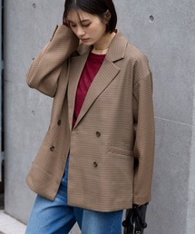 ダブルブレストテーラードオーバーサイズジャケット【セットアップ対応】ブラウン系