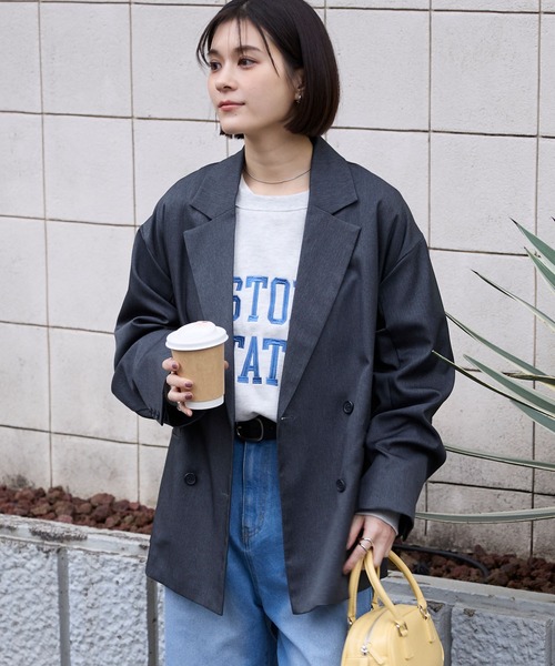 ダブルブレストテーラードオーバーサイズジャケット【セットアップ対応