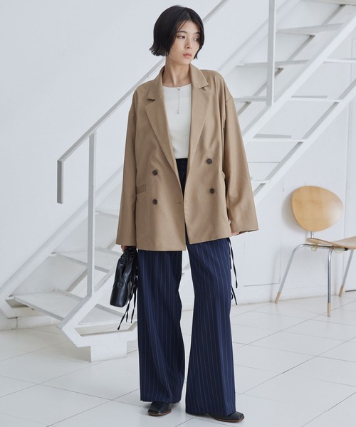 オーバーサイズダブルブレストジャケット サイズ3 ミックス2 soerte ジャケット テーラードジャケット Oversized double