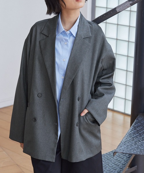 ダブルブレストテーラードオーバーサイズジャケット【セットアップ対応
