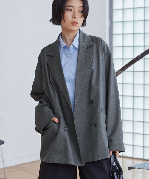 ダブルブレストテーラードオーバーサイズジャケット【セットアップ対応