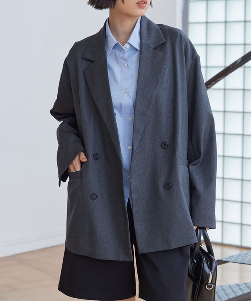 ダブルブレストテーラードオーバーサイズジャケット【セットアップ対応