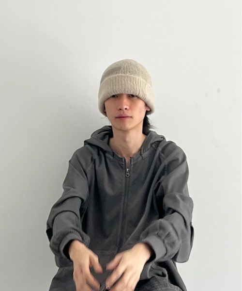 SAN SAN GEAR（サンサンギア）の「SAN SAN GEAR Mohair beanie（ニットキャップ/ビーニー・メンズ・ブラック/クリーム・OS）」の7枚目の写真