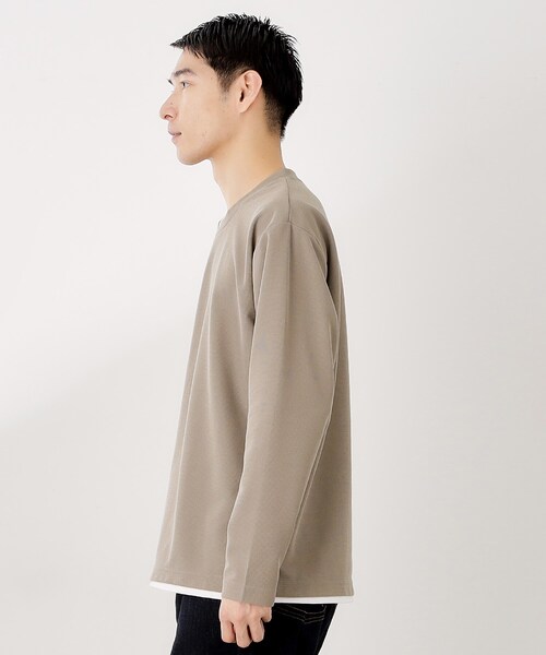 THE SHOP TK （ザ ショップ ティーケー ）の「【一枚でコーディネートが完成！】レイヤード風クルーネック長袖Tシャツ　洗濯機OK（Tシャツ/カットソー・メンズ・ブラウン系その他/ナチュラル/ネイビー/ボルドー・02/03/04）」の18枚目の写真