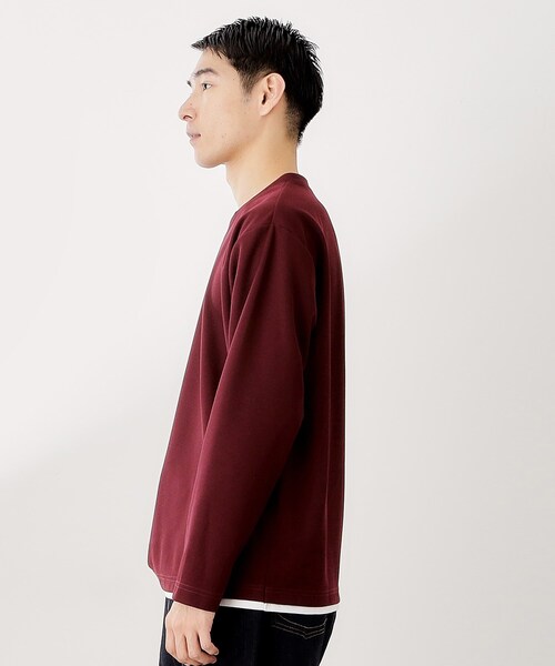 THE SHOP TK （ザ ショップ ティーケー ）の「【一枚でコーディネートが完成！】レイヤード風クルーネック長袖Tシャツ　洗濯機OK（Tシャツ/カットソー・メンズ・ブラウン系その他/ナチュラル/ネイビー/ボルドー・02/03/04）」の22枚目の写真