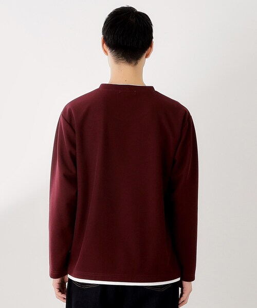 THE SHOP TK （ザ ショップ ティーケー ）の「【一枚でコーディネートが完成！】レイヤード風クルーネック長袖Tシャツ　洗濯機OK（Tシャツ/カットソー・メンズ・ブラウン系その他/ナチュラル/ネイビー/ボルドー・02/03/04）」の10枚目の写真
