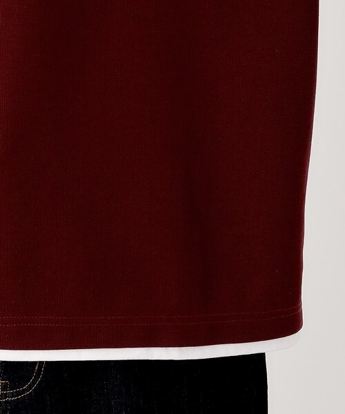 THE SHOP TK （ザ ショップ ティーケー ）の「【一枚でコーディネートが完成！】レイヤード風クルーネック長袖Tシャツ　洗濯機OK（Tシャツ/カットソー・メンズ・ブラウン系その他/ナチュラル/ネイビー/ボルドー・02/03/04）」の13枚目の写真