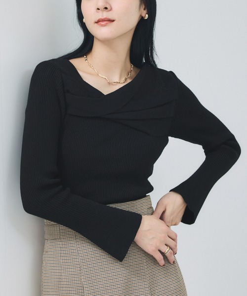 VIS（ビス）の「アシメねじれデザインリブニット（ニット/セーター・レディース・ブラック/ホワイト系その他5/サックスブルー/ピンク系その他・FREE）」の5枚目の写真