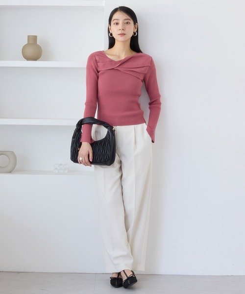 VIS（ビス）の「アシメねじれデザインリブニット（ニット/セーター・レディース・ブラック/ホワイト系その他5/サックスブルー/ピンク系その他・FREE）」の12枚目の写真