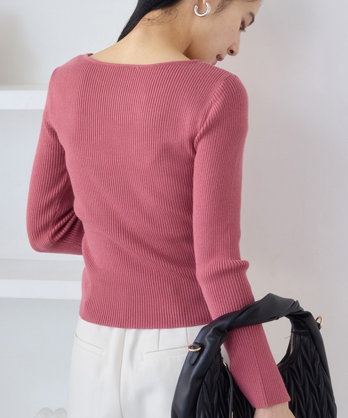 VIS（ビス）の「アシメねじれデザインリブニット（ニット/セーター・レディース・ブラック/ホワイト系その他5/サックスブルー/ピンク系その他・FREE）」の10枚目の写真