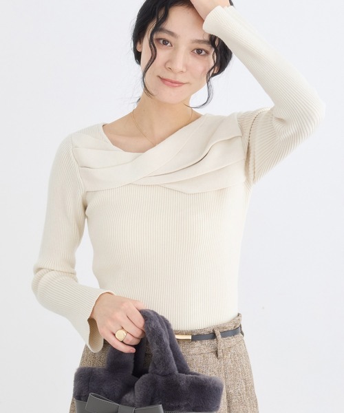 VIS（ビス）の「アシメねじれデザインリブニット（ニット/セーター・レディース・ブラック/ホワイト系その他5/サックスブルー/ピンク系その他・FREE）」の18枚目の写真