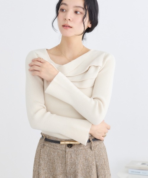 VIS（ビス）の「アシメねじれデザインリブニット（ニット/セーター・レディース・ブラック/ホワイト系その他5/サックスブルー/ピンク系その他・FREE）」の20枚目の写真