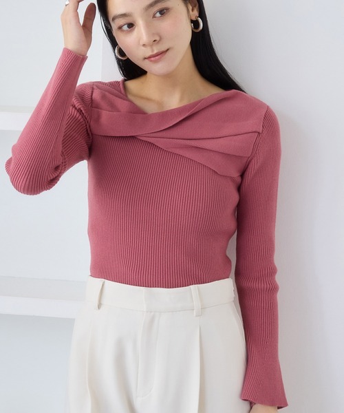 VIS（ビス）の「アシメねじれデザインリブニット（ニット/セーター・レディース・ブラック/ホワイト系その他5/サックスブルー/ピンク系その他・FREE）」の9枚目の写真