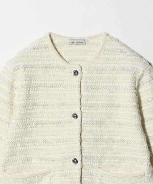 セール】ミックスツイードライク ノーカラー ニット