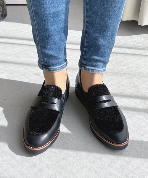 LUGG NAGG(ラグナグ)の「【maschietta】【3E】ハラコ調コインローファー【軽量】(ローファー・レディース・ブラック/アッシュブラウン・23.0cm/23.5cm/24.0cm/24.5cm/22.5cm)」の2枚目の写真