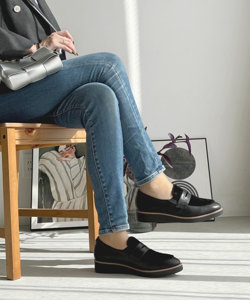 LUGG NAGG(ラグナグ)の「【maschietta】【3E】ハラコ調コインローファー【軽量】(ローファー・レディース・ブラック/アッシュブラウン・23.0cm/23.5cm/24.0cm/24.5cm/22.5cm)」の6枚目の写真