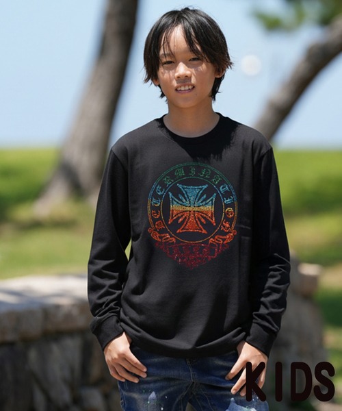 adamsJUGGLER(アダムスジャグラー)の「RTEGラディアントクロスロンティーキッズ(Tシャツ/カットソー・キッズ・ブラック/ホワイト・100/110/120/130/150)」の2枚目の写真