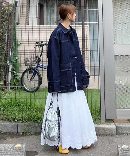 notch.（ノッチ）の「【 notch. by KR 】デニムカバーオールジャケット（動画あり）（デニムジャケット・レディース・ブラック/ネイビー/ブルー・M）」の8枚目の写真