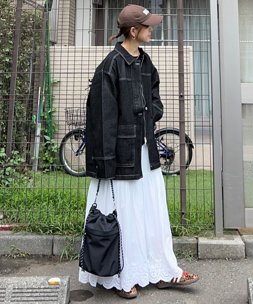 notch.（ノッチ）の「【 notch. by KR 】デニムカバーオールジャケット（動画あり）（デニムジャケット・レディース・ブラック/ネイビー/ブルー・M）」の11枚目の写真