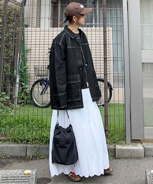 notch.（ノッチ）の「【 notch. by KR 】デニムカバーオールジャケット（動画あり）（デニムジャケット・レディース・ブラック/ネイビー/ブルー・M）」の9枚目の写真