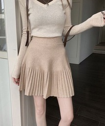 プリーツミニスカートニットスカート 秋冬