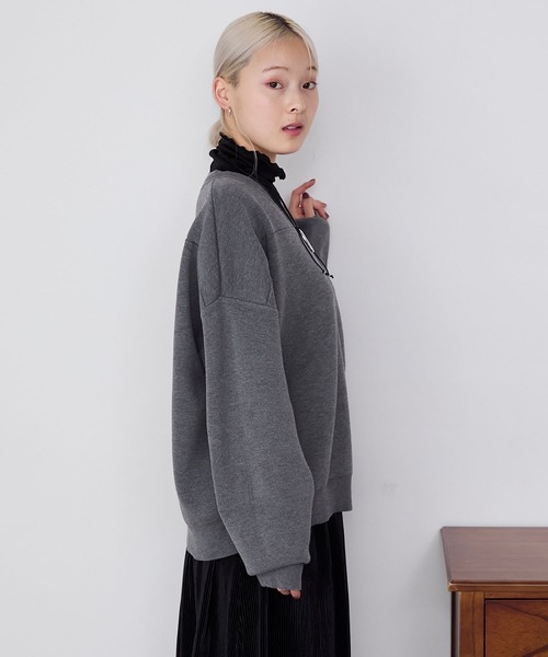 セール】【forksy.】スウェットライクVネックニットプルオーバー