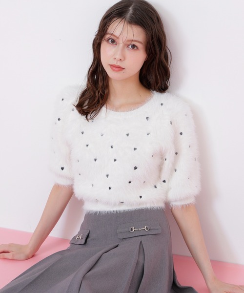JILL by JILL STUART（ジルバイジルスチュアート）の「◇ハート刺繍シャギーニット（ニット/セーター・レディース・ブラック/ピンク/ホワイト・FREE）」の17枚目の写真