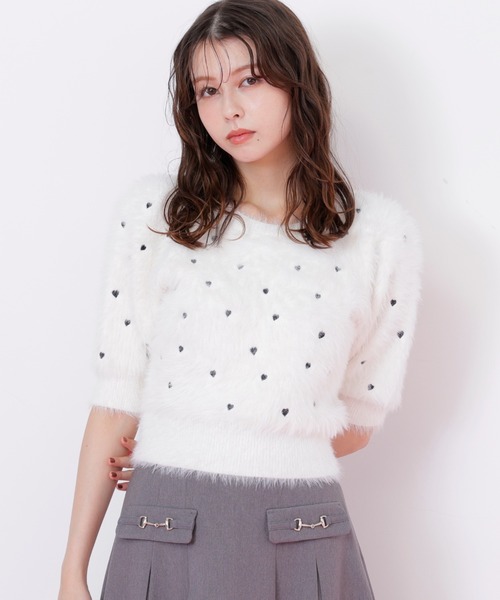 JILL by JILL STUART（ジルバイジルスチュアート）の「◇ハート刺繍シャギーニット（ニット/セーター・レディース・ブラック/ピンク/ホワイト・FREE）」の19枚目の写真