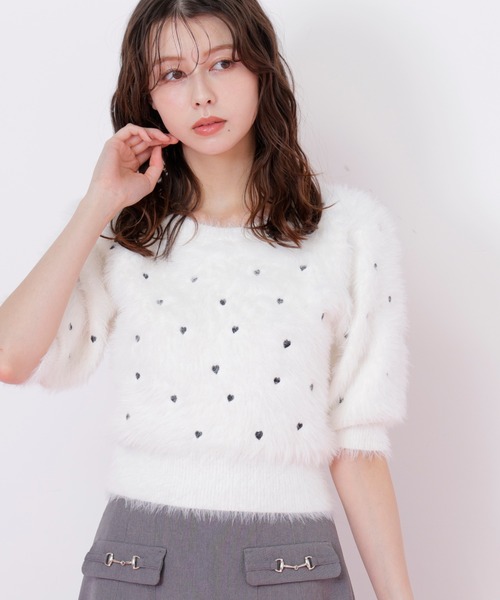 JILL by JILL STUART（ジルバイジルスチュアート）の「◇ハート刺繍シャギーニット（ニット/セーター・レディース・ブラック/ピンク/ホワイト・FREE）」の21枚目の写真