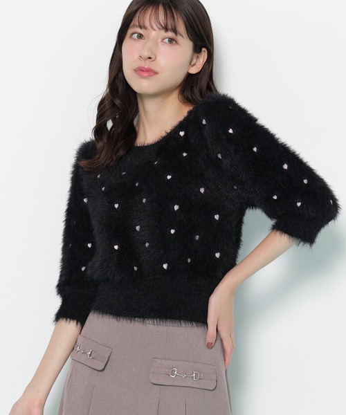 JILL by JILL STUART（ジルバイジルスチュアート）の「◇ハート刺繍シャギーニット（ニット/セーター・レディース・ブラック/ピンク/ホワイト・FREE）」の13枚目の写真