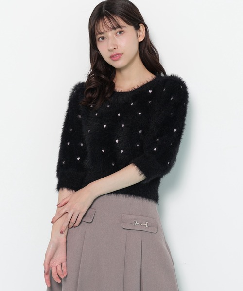 JILL by JILL STUART（ジルバイジルスチュアート）の「◇ハート刺繍シャギーニット（ニット/セーター・レディース・ブラック/ピンク/ホワイト・FREE）」の11枚目の写真