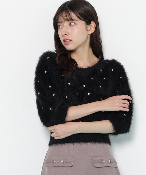 JILL by JILL STUART（ジルバイジルスチュアート）の「◇ハート刺繍シャギーニット（ニット/セーター・レディース・ブラック/ピンク/ホワイト・FREE）」の14枚目の写真