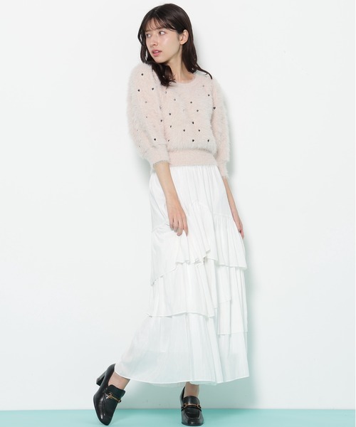 JILL by JILL STUART（ジルバイジルスチュアート）の「◇ハート刺繍シャギーニット（ニット/セーター・レディース・ブラック/ピンク/ホワイト・FREE）」の10枚目の写真