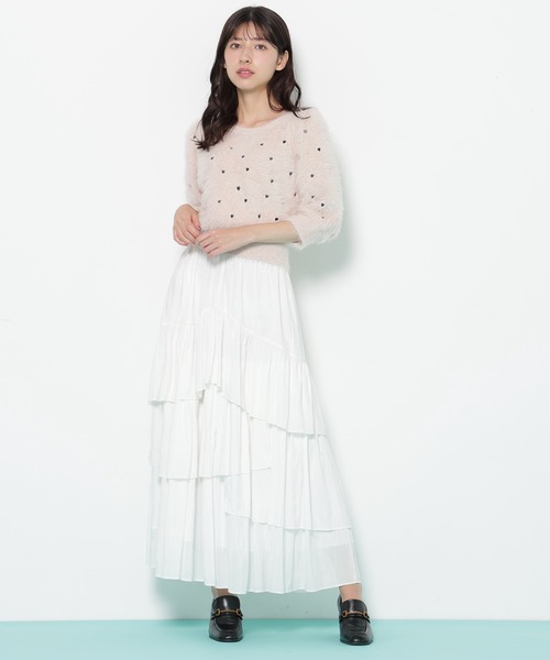 JILL by JILL STUART（ジルバイジルスチュアート）の「◇ハート刺繍シャギーニット（ニット/セーター・レディース・ブラック/ピンク/ホワイト・FREE）」の8枚目の写真