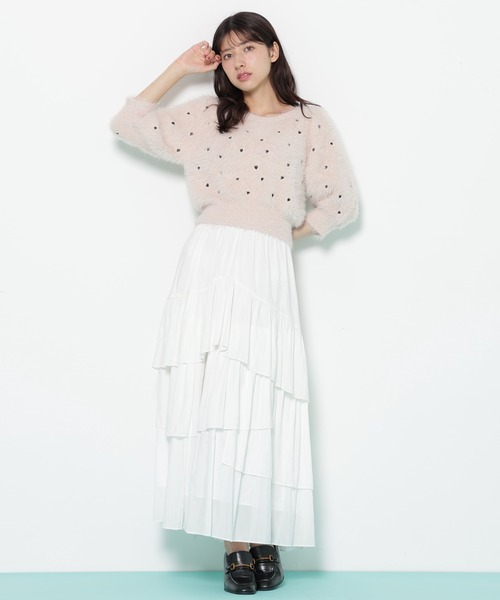 JILL by JILL STUART（ジルバイジルスチュアート）の「◇ハート刺繍シャギーニット（ニット/セーター・レディース・ブラック/ピンク/ホワイト・FREE）」の9枚目の写真