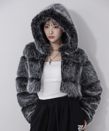 me+em select（ミームセレクト）の「【 ３color 】フェイクファーフーディショートコート ／  fake fur hoodie short coat（その他アウター・レディース）」