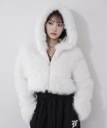 me+em select（ミームセレクト）の「【 ３color 】フェイクファーフーディショートコート ／  fake fur hoodie short coat（その他アウター）」