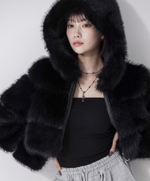 me+em select(ミームセレクト)の【 3color 】フェイクファーフーディショートコート /  fake fur hoodie short coat(その他アウター)