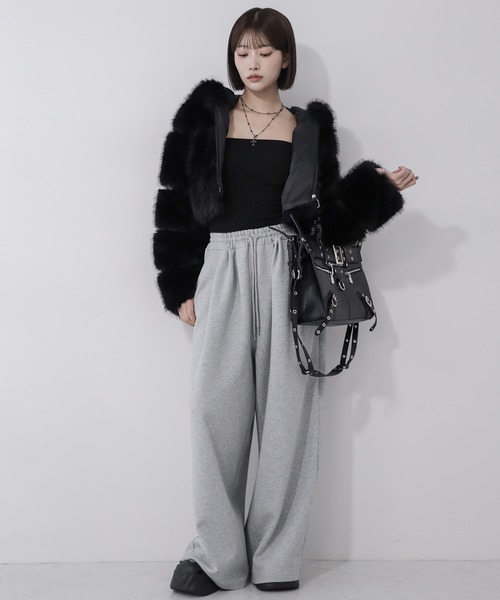 3color 】フェイクファーフーディショートコート ／ fake fur hoodie