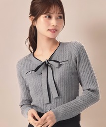 MISCH MASCH | 2025秋冬新作 配色ボウタイケーブルニット(ニット/セーター)