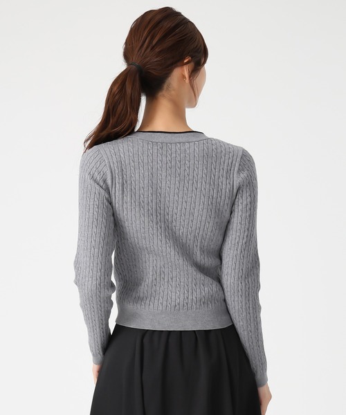 MISCH MASCH（ミッシュマッシュ）の「配色ボウタイケーブルニット（ニット/セーター・レディース・ブルー/グレー/ブラック/イエロー・ﾌﾘ-）」の20枚目の写真