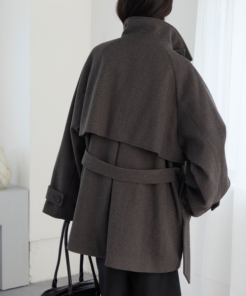 2WAY シャギーメルトン ミドル丈トレンチコート MONO-MART│MONO-MART