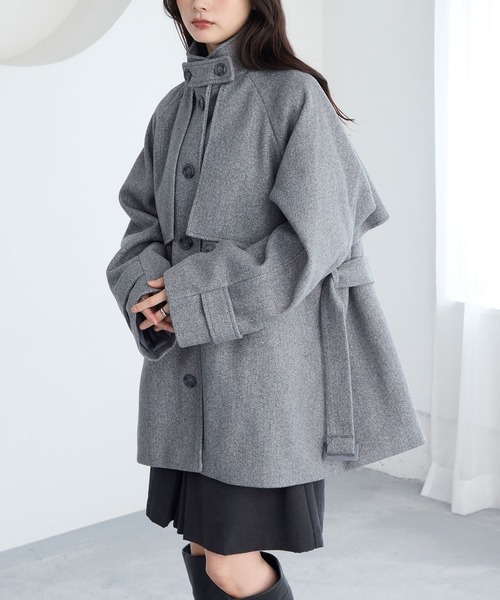 2WAY シャギーメルトン ミドル丈トレンチコート MONO-MART│MONO-MART