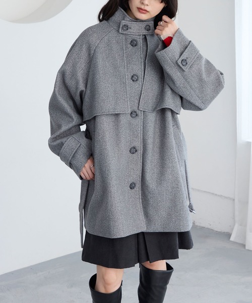 2WAY シャギーメルトン ミドル丈トレンチコート MONO-MART│MONO
