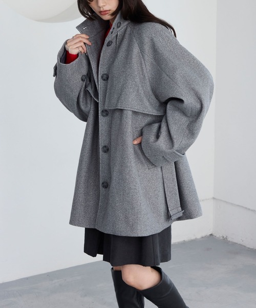 2WAY シャギーメルトン ミドル丈トレンチコート MONO-MART│MONO-MART